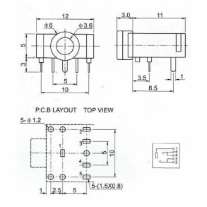 3.5mm Stereo Jack  socket print
