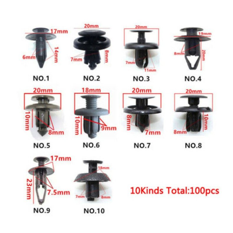 Auto clips sortiment 100 styk
