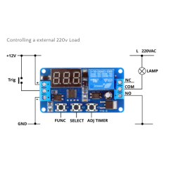 Delay timer  rel-modul med display Version-3. Trigger indgang