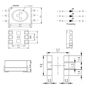 PLCC-6 5050 RGB  LED lysdiode