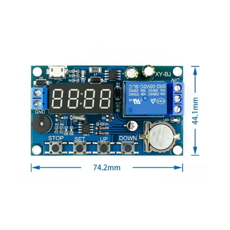 Timer  rel-modul med display. Med ur