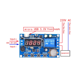 Timer  rel-modul med display. Med ur
